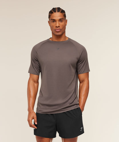 Gymshark Hybrid Engineered Jacquard T-Shirt Cool Brown