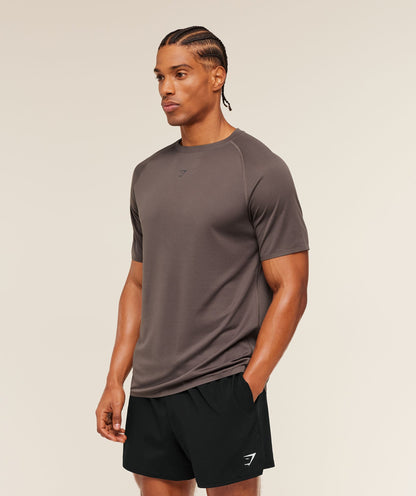 Gymshark Hybrid Engineered Jacquard T-Shirt Cool Brown