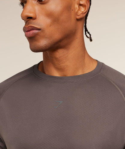 Gymshark Hybrid Engineered Jacquard T-Shirt Cool Brown