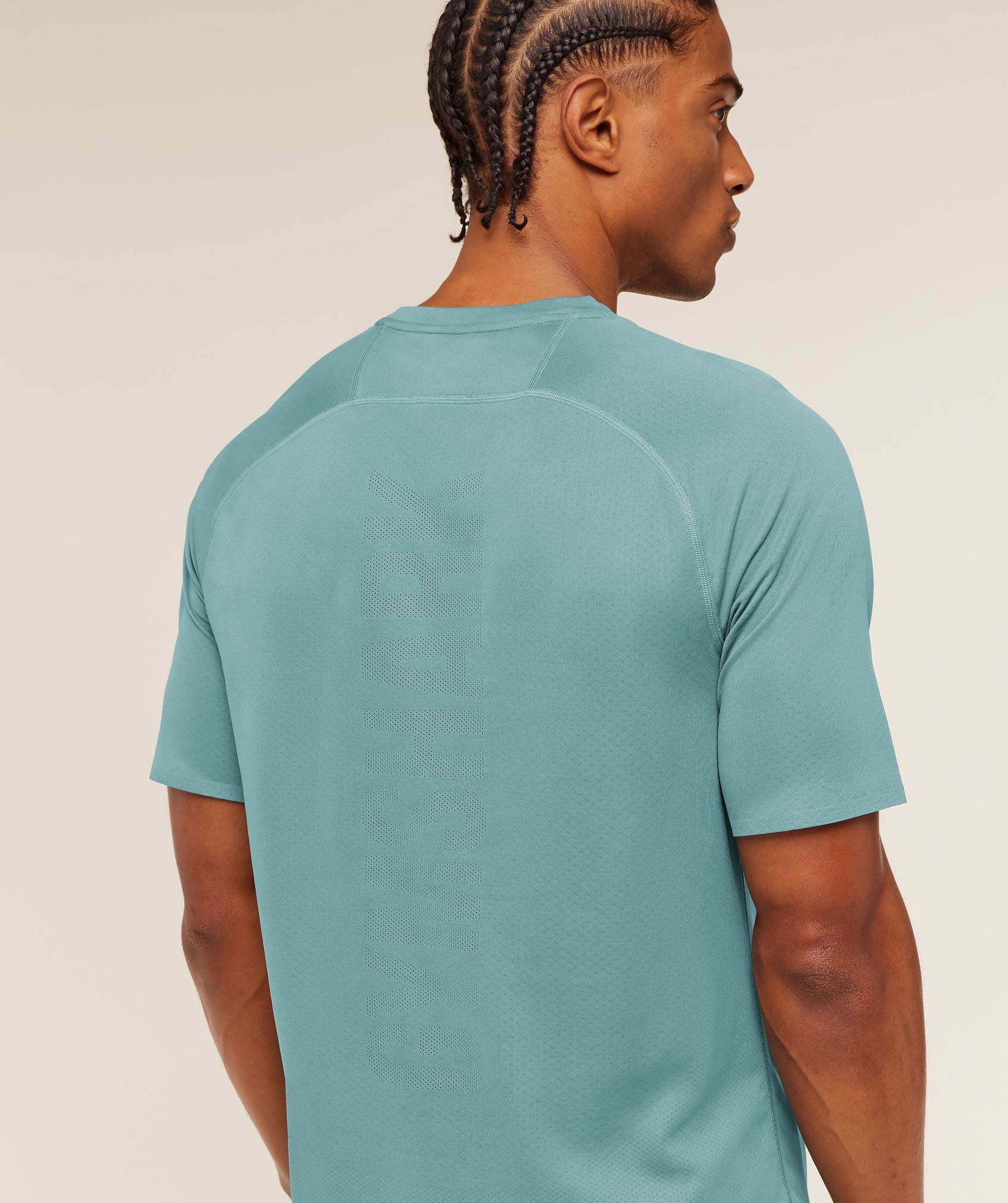 Gymshark Hybrid Engineered Jacquard T-Shirt Storm Blue