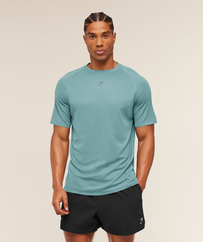 Gymshark Hybrid Engineered Jacquard T-Shirt Storm Blue