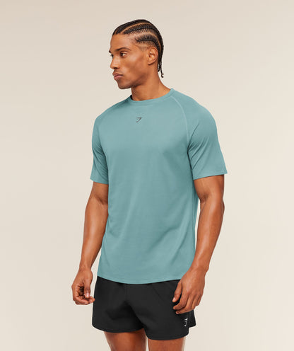 Gymshark Hybrid Engineered Jacquard T-Shirt Storm Blue