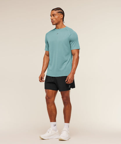 Gymshark Hybrid Engineered Jacquard T-Shirt Storm Blue