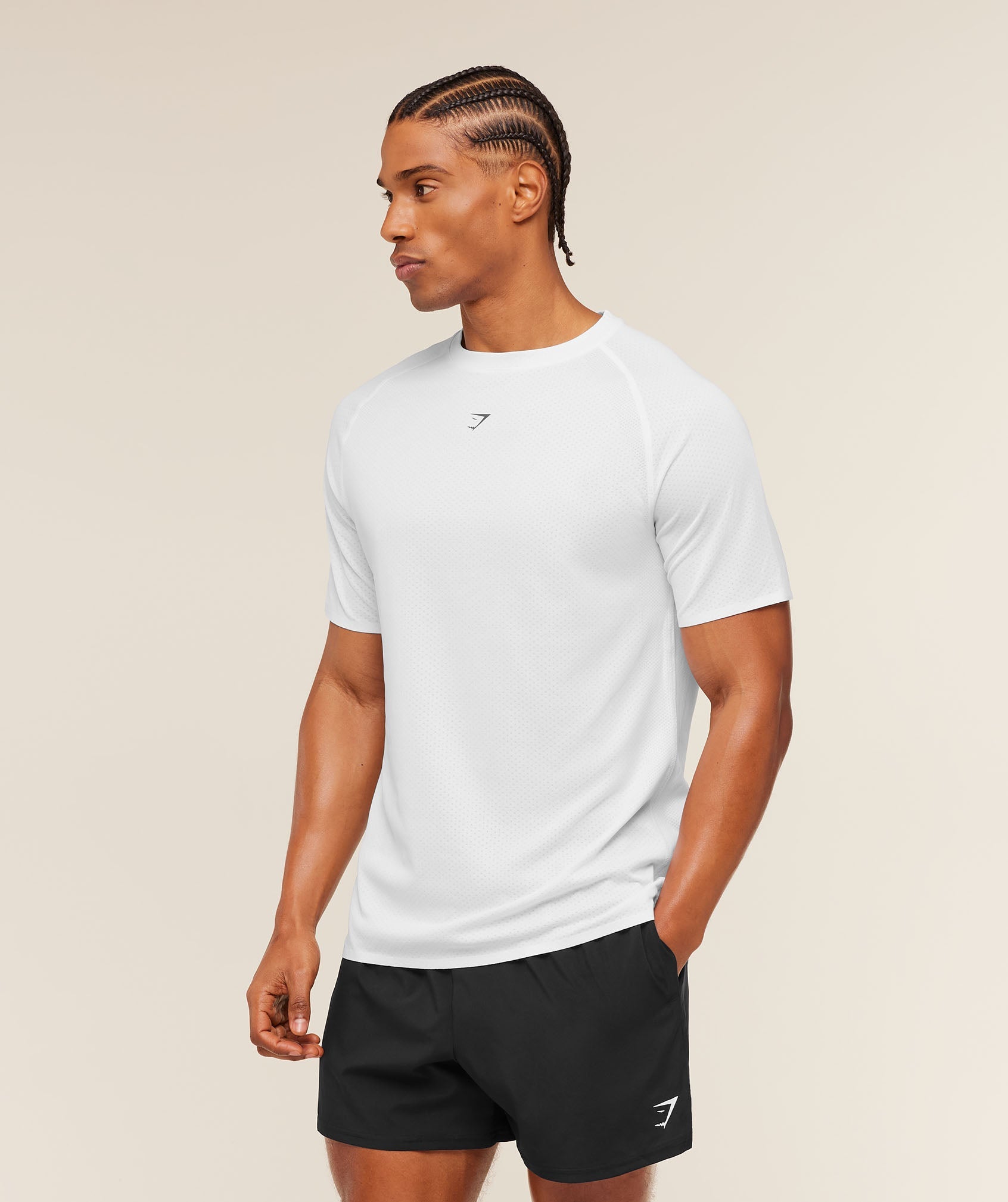 Gymshark Hybrid Engineered Jacquard T-Shirt White