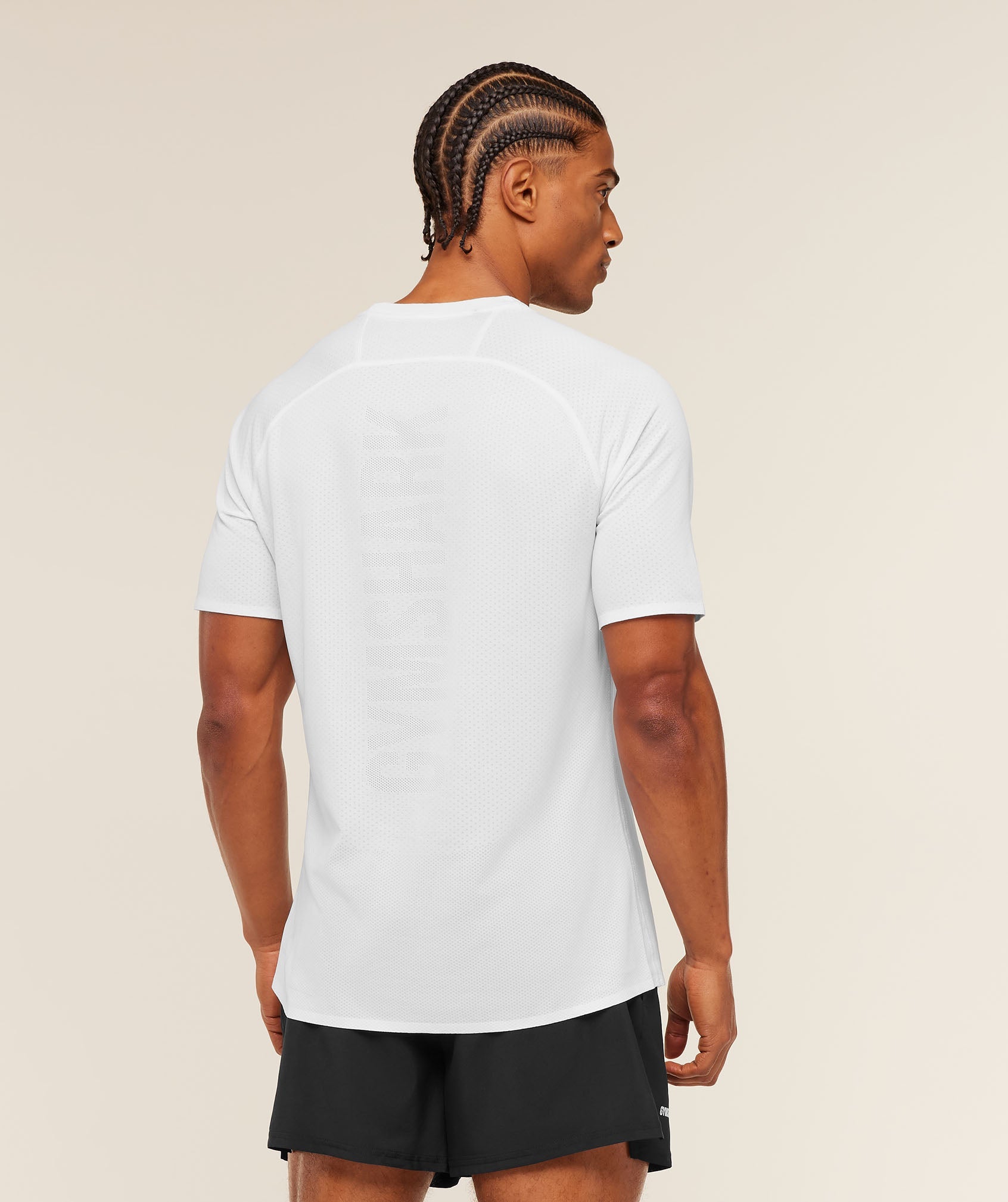 Gymshark Hybrid Engineered Jacquard T-Shirt White