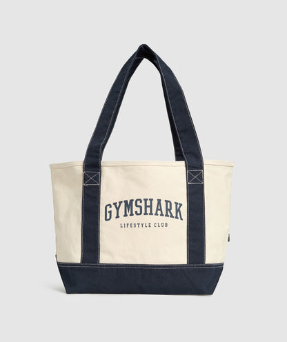 Women's Gymshark Collegiate Oversized Tote Oat White