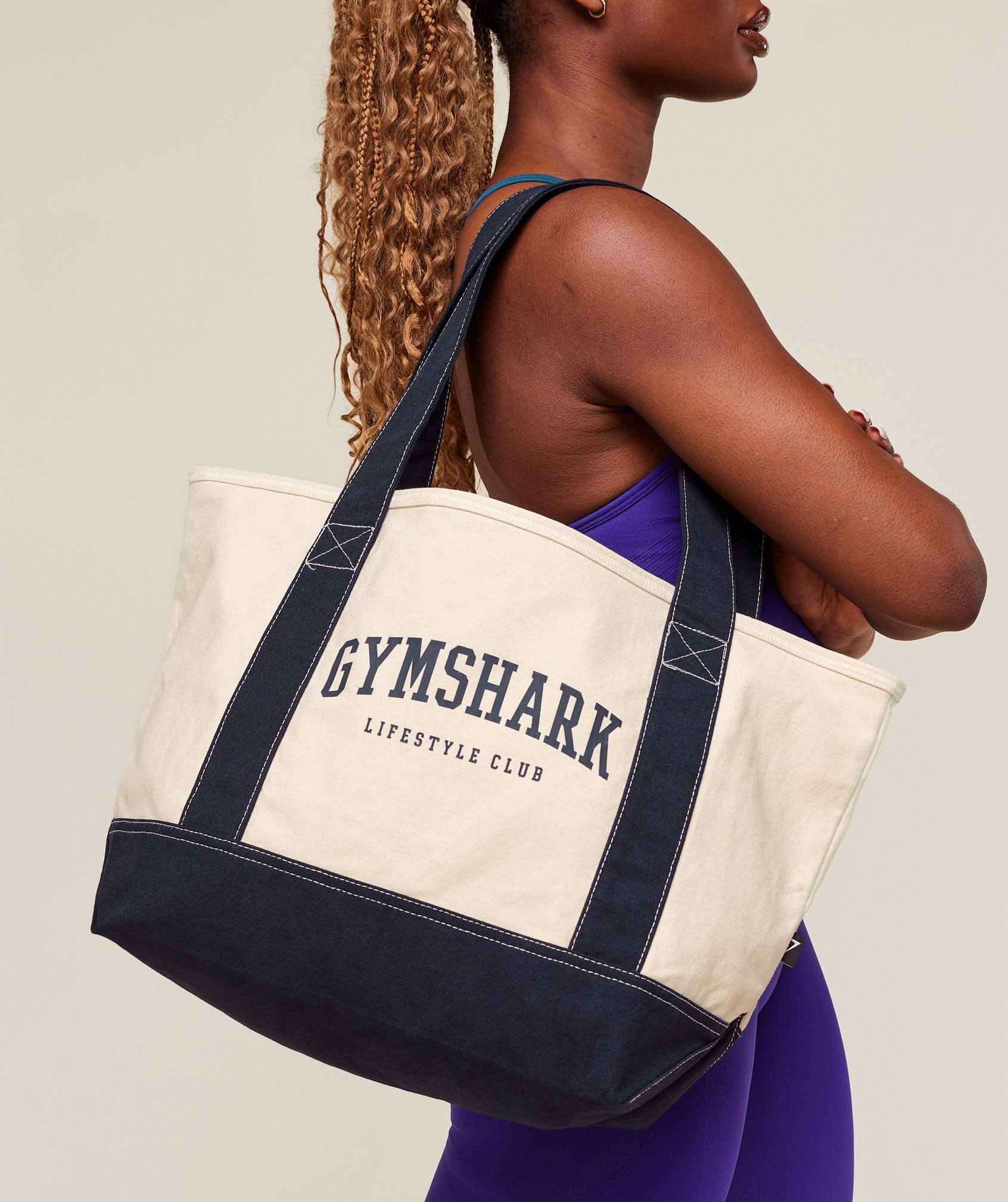 Women's Gymshark Collegiate Oversized Tote Oat White