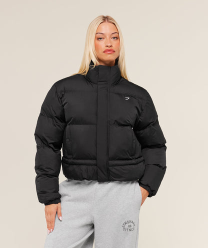 Women's Gymshark Puffer Jacket Black