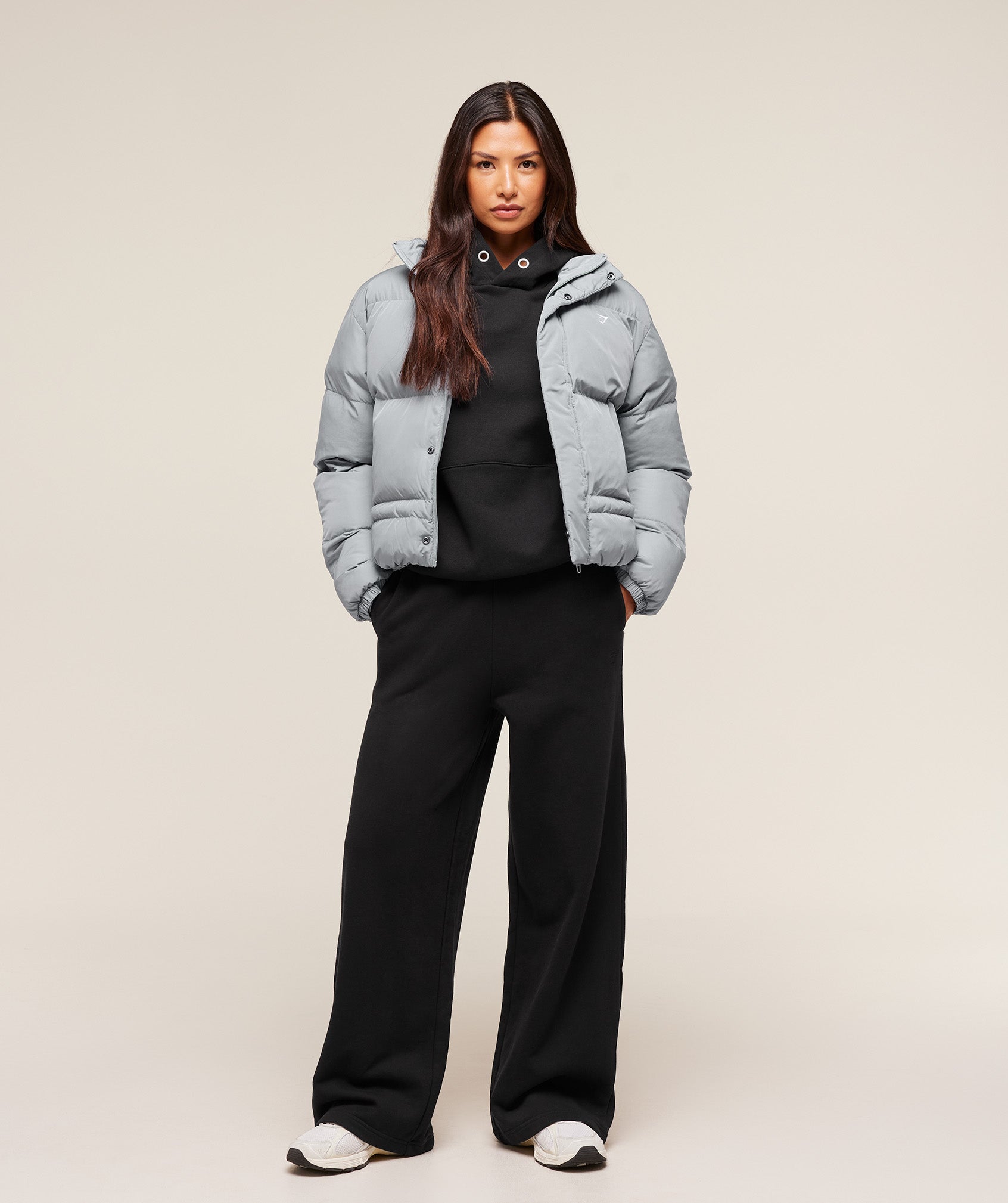 Women's Gymshark Puffer Jacket Denim Grey