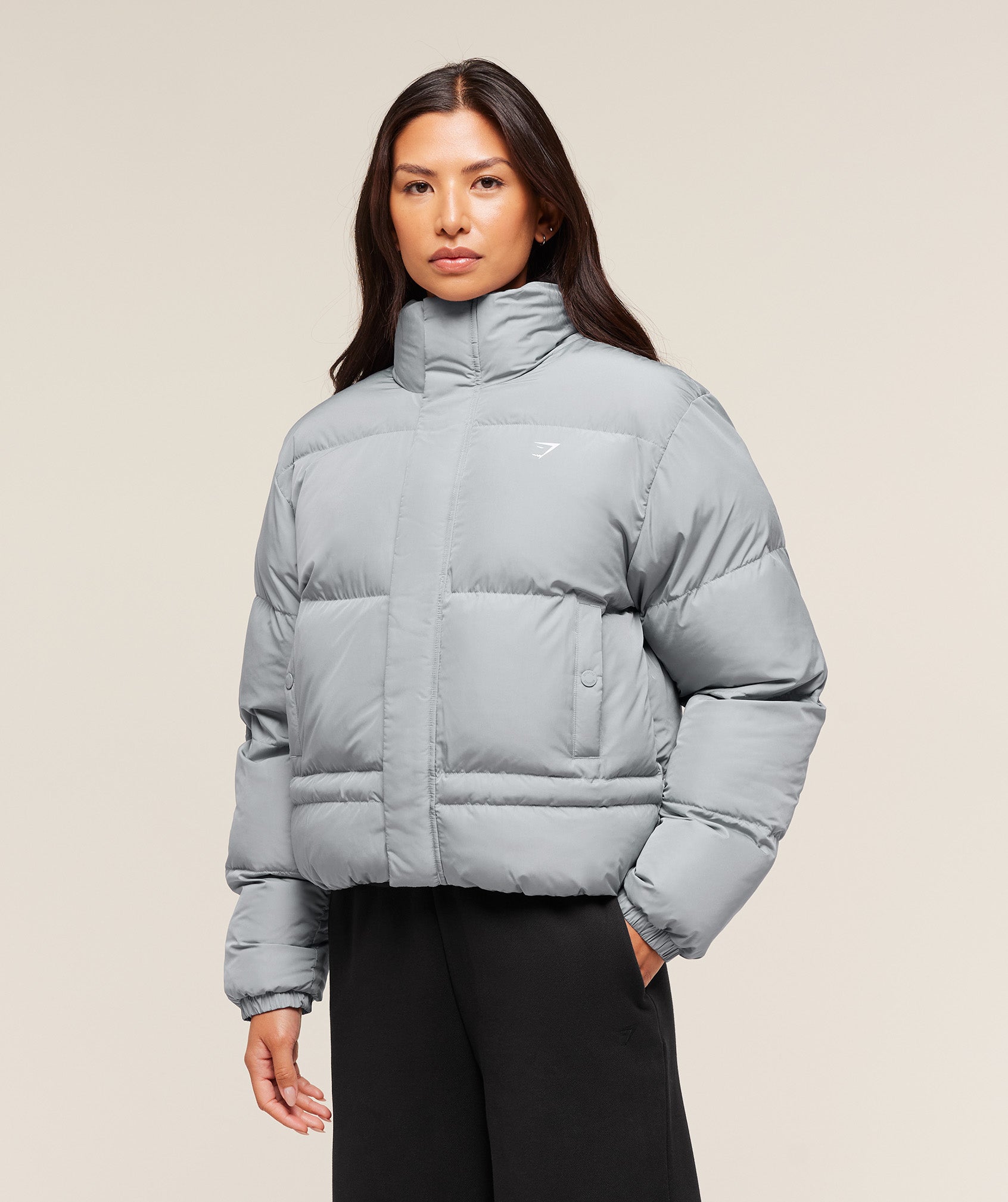 Women's Gymshark Puffer Jacket Denim Grey