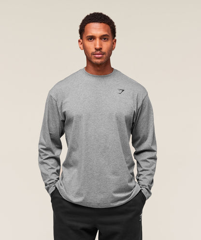 Gymshark Essential Oversized Long Sleeve T-Shirt Charcoal Core Marl