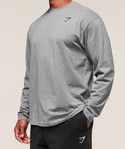 Gymshark Essential Oversized Long Sleeve T-Shirt Charcoal Core Marl