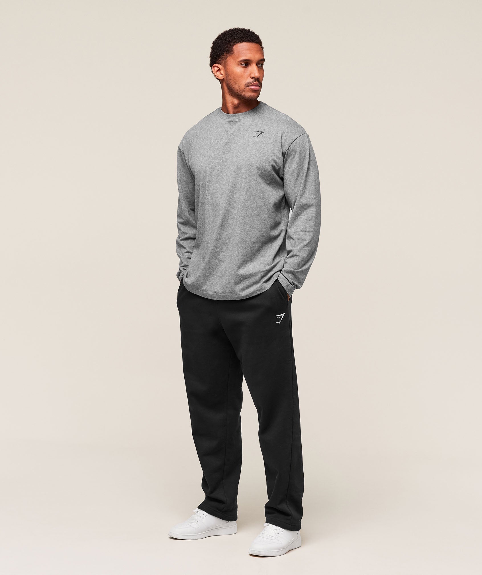 Gymshark Essential Oversized Long Sleeve T-Shirt Charcoal Core Marl