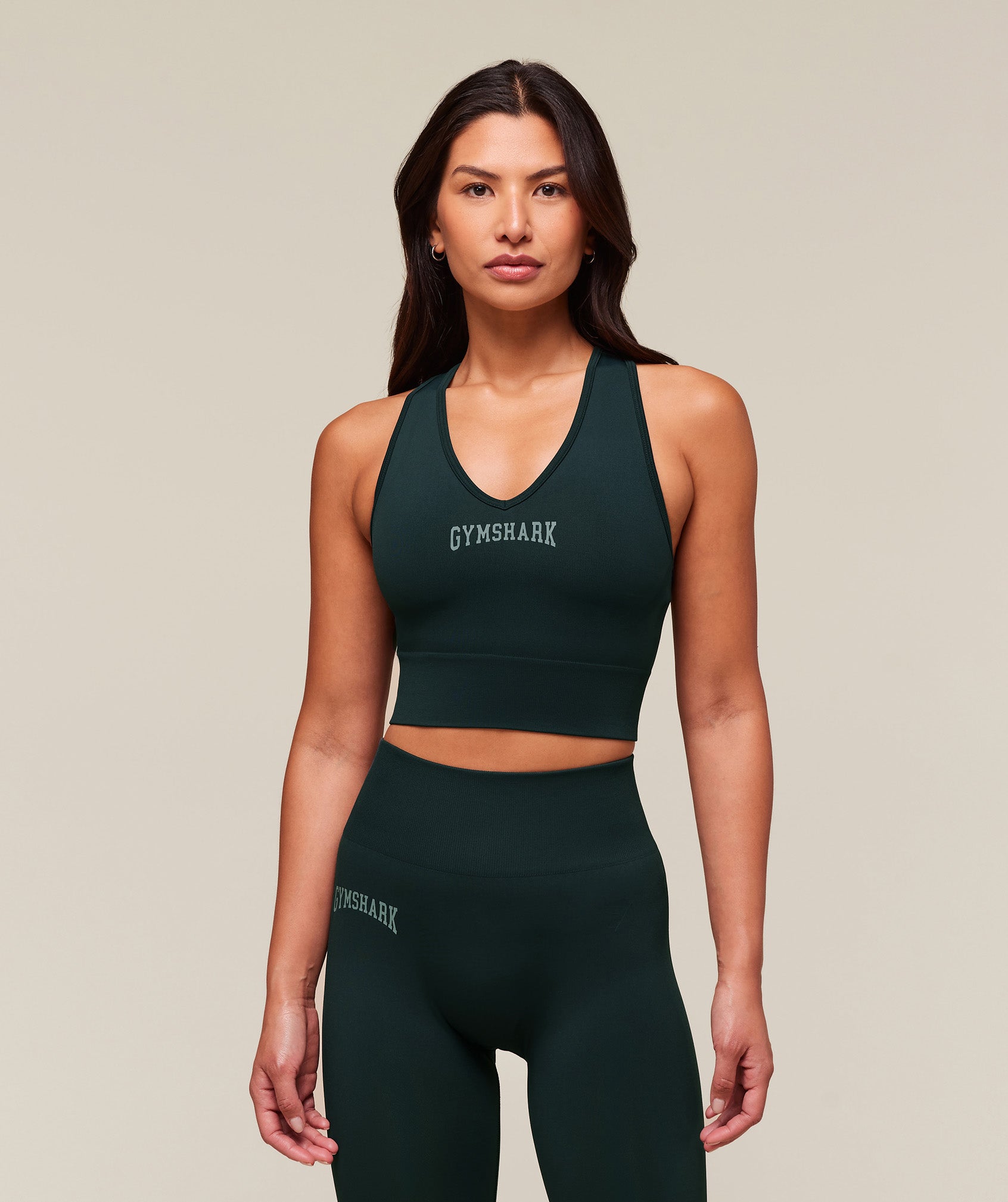 Women's Gymshark Everyday Seamless Graphic Crop Tank Darkest Teal