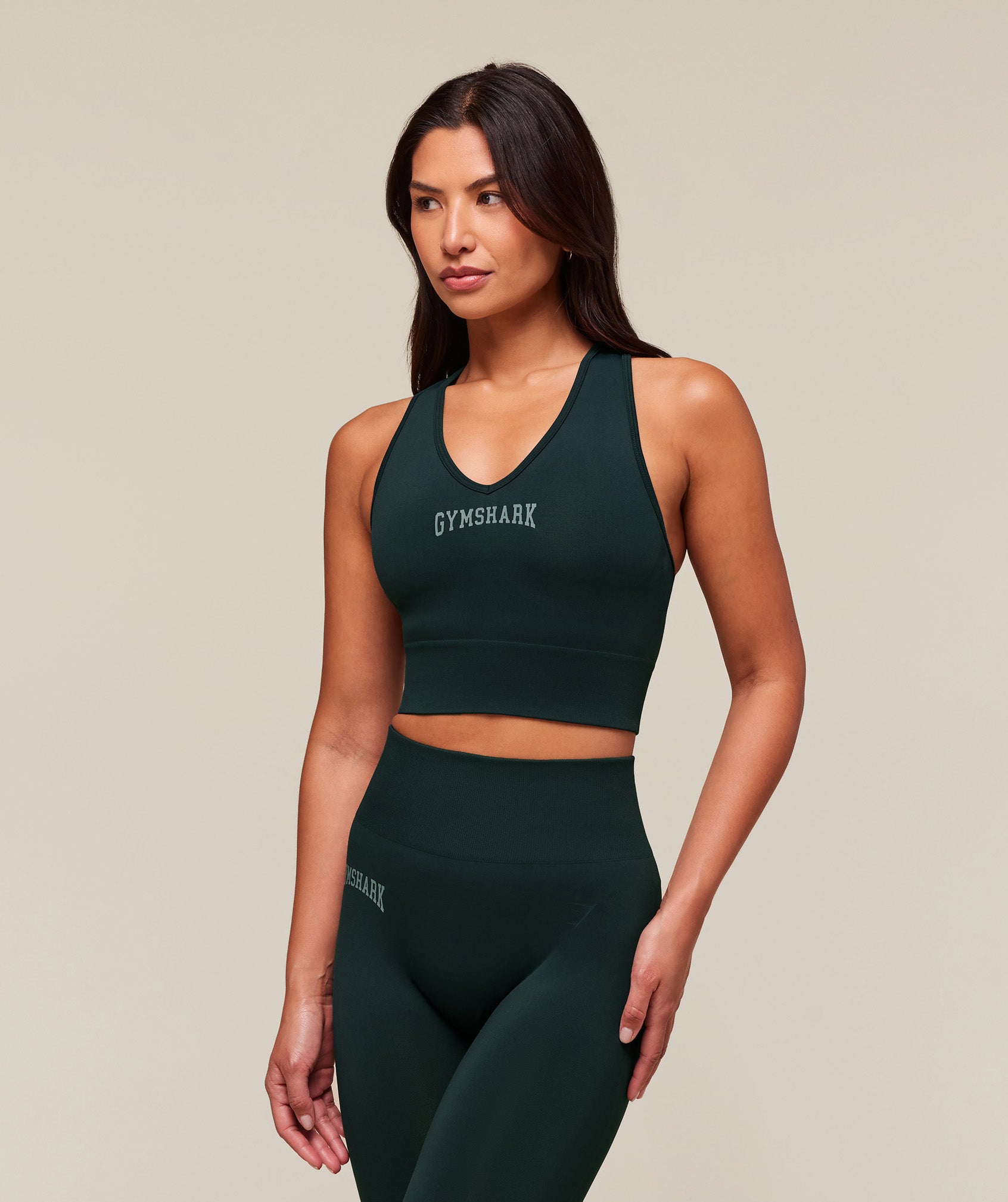 Women's Gymshark Everyday Seamless Graphic Crop Tank Darkest Teal