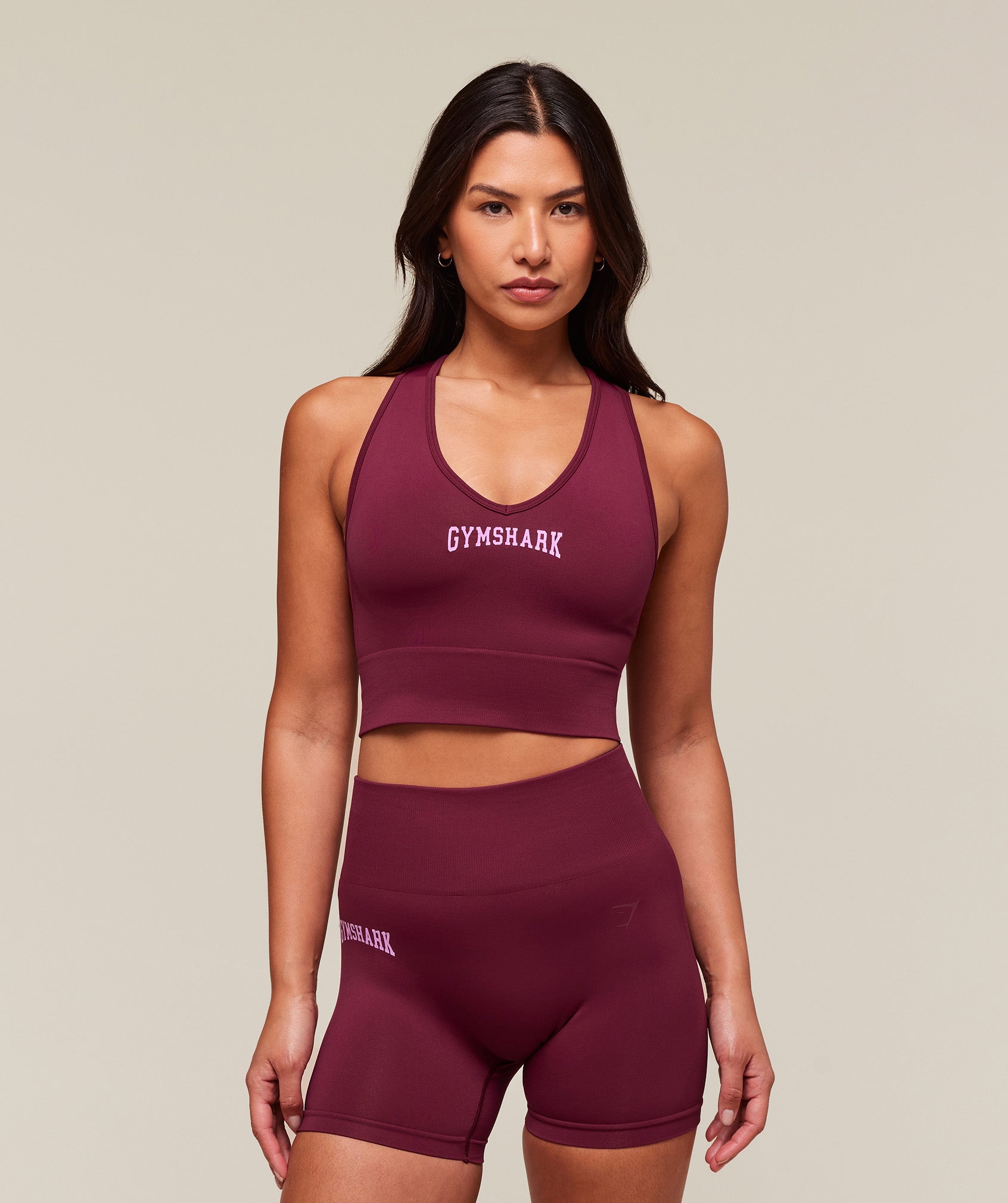 Women's Gymshark Everyday Seamless Graphic Crop Tank Strong Pink