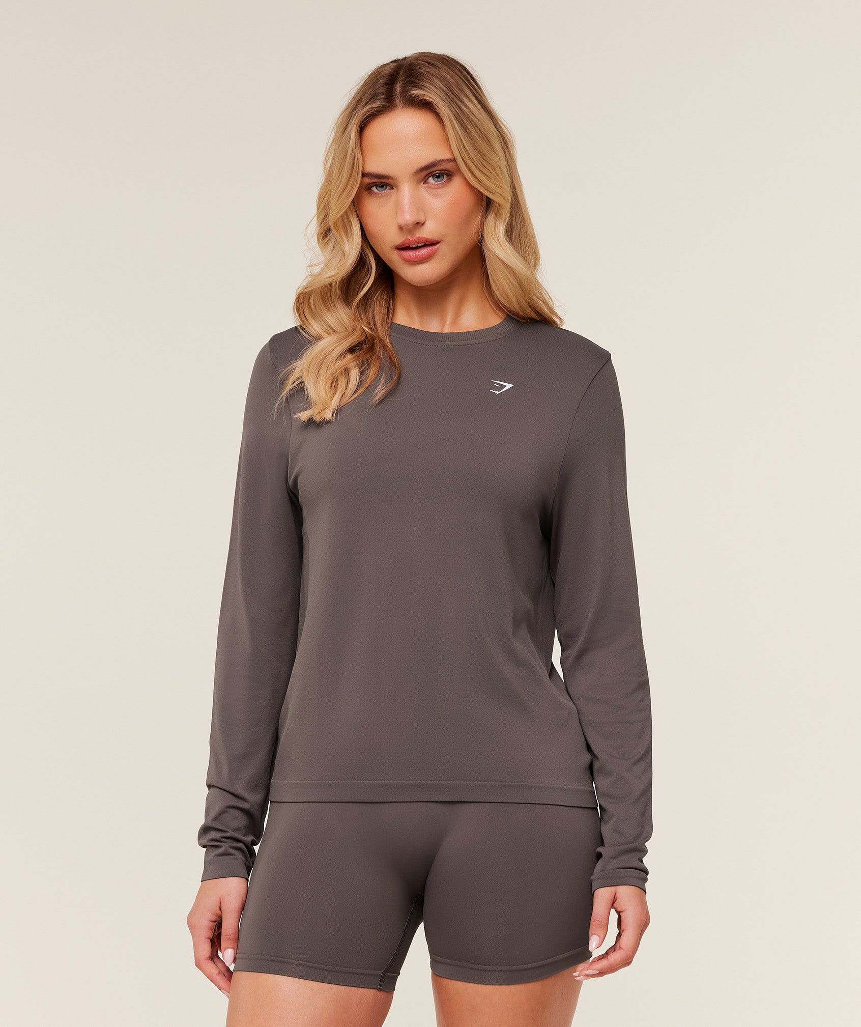 Women's Gymshark Everyday Seamless Long Sleeve Top Cool Brown