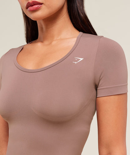 Women's Gymshark Everyday Seamless Tight Fit Crew Neck Tee Chestnut Pink