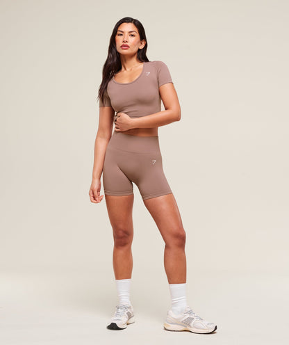 Women's Gymshark Everyday Seamless Tight Fit Crew Neck Tee Chestnut Pink