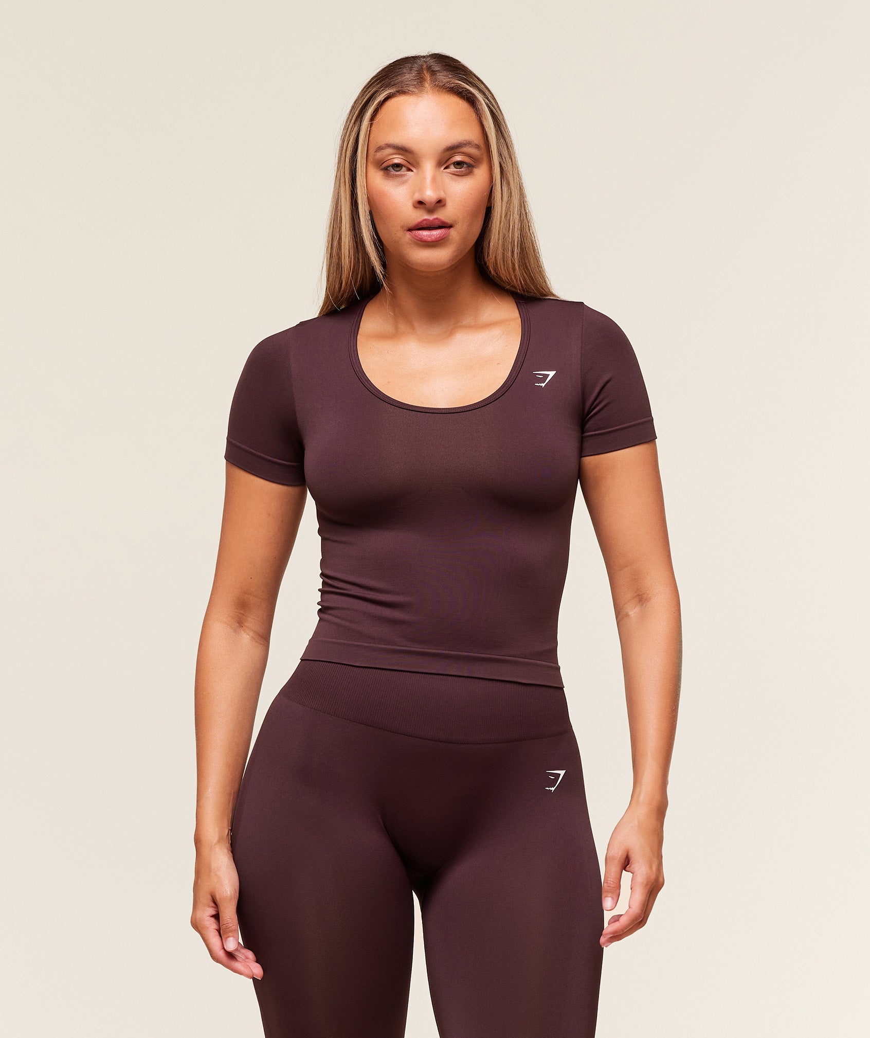 Women's Gymshark Everyday Seamless Tight Fit Crew Neck Tee Cherry Purple