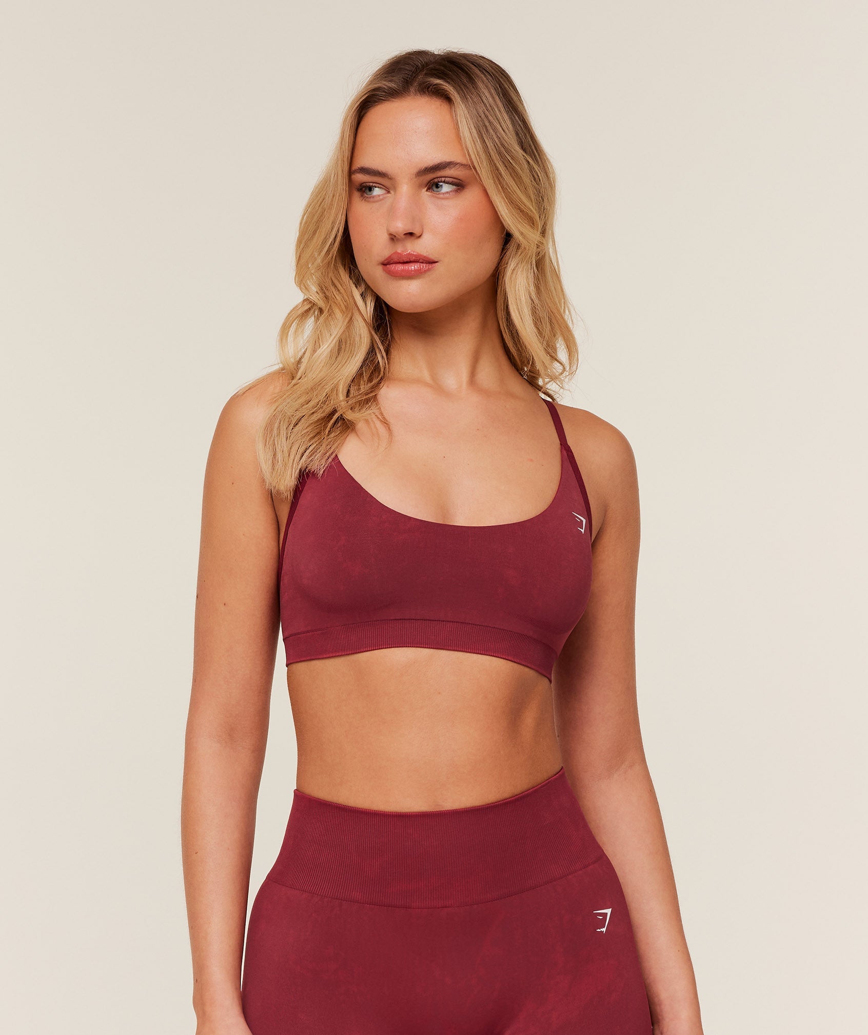 Women's Gymshark Washed Sports Bra Red Wash