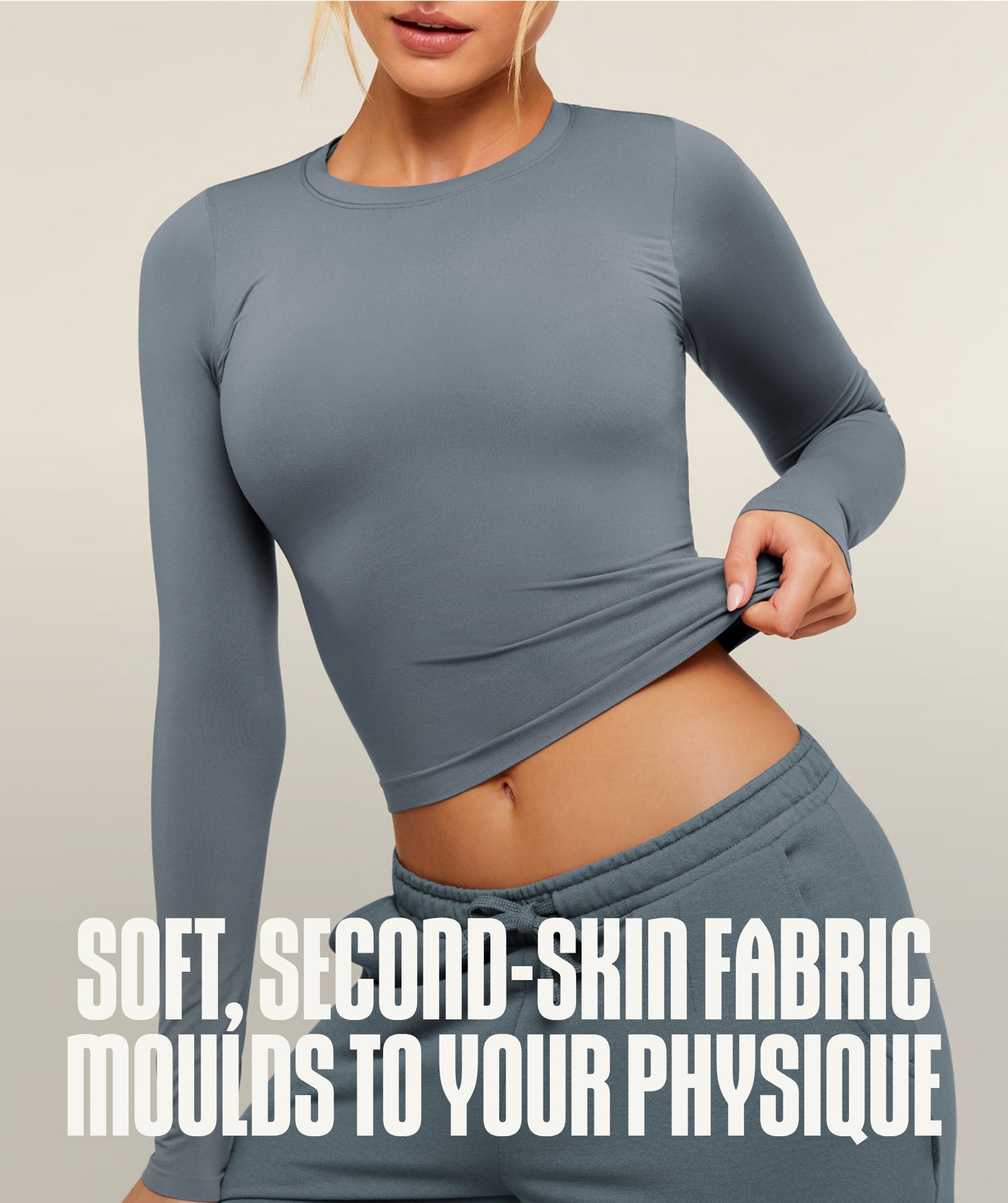 Women's Gymshark Featherform Long Sleeve T-Shirt Iron Blue