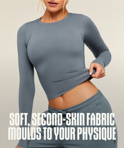 Women's Gymshark Featherform Long Sleeve T-Shirt Iron Blue