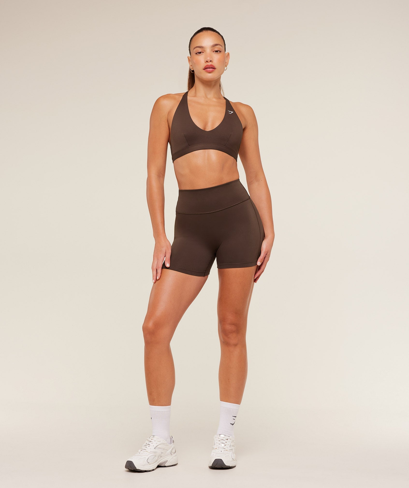 Women's Gymshark Flow Bodyfit Short Archive Brown