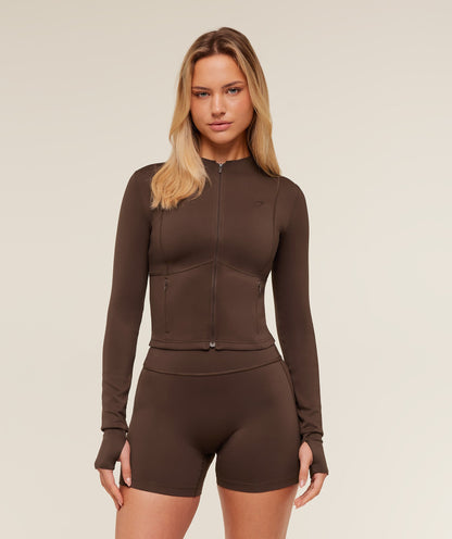 Women's Gymshark Flow Zip Up Jacket Archive Brown