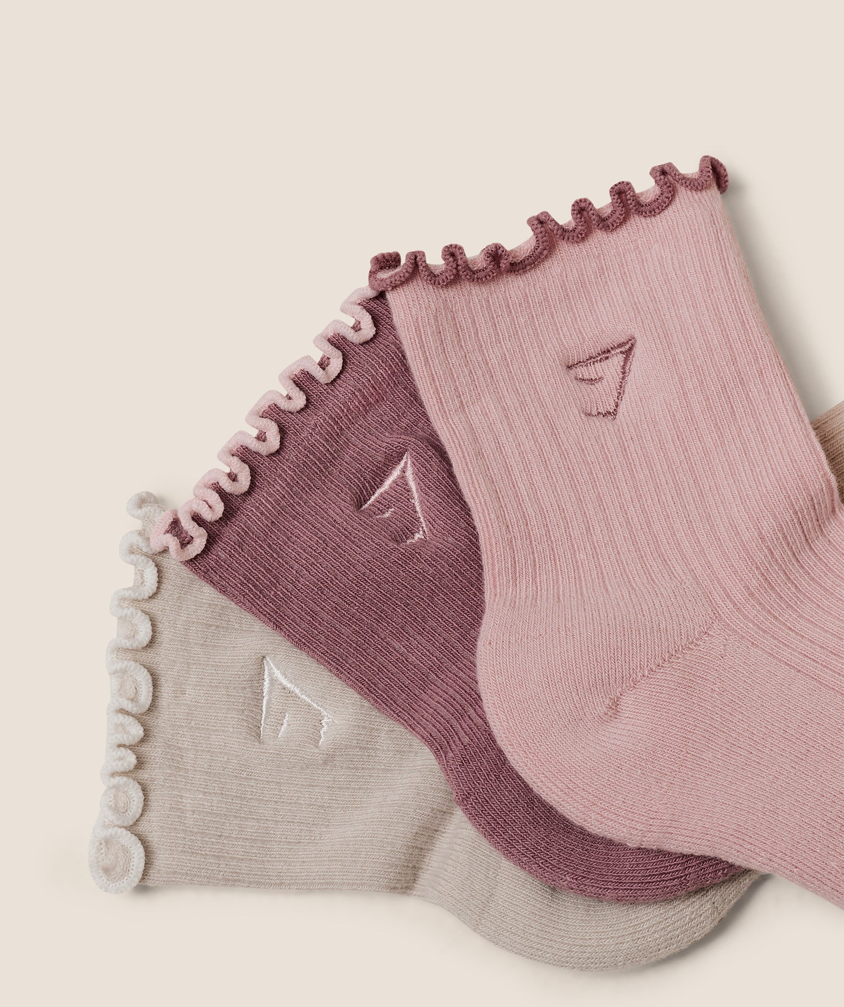 Women's Gymshark Midi Frill Socks 3Pk Gs Pebble Grey