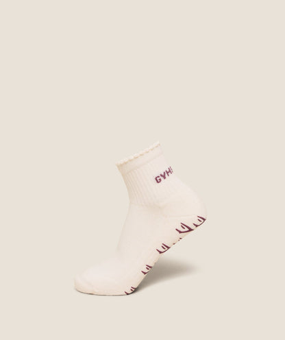 Women's Gymshark Frill Pilates Midi Sock Soft White