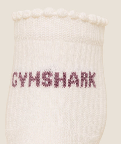 Women's Gymshark Frill Pilates Midi Sock Soft White