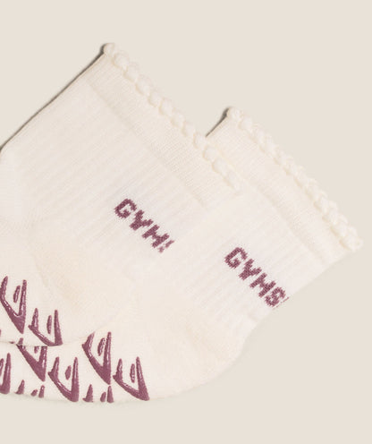 Women's Gymshark Frill Pilates Midi Sock Soft White