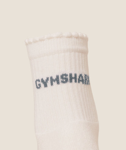 Women's Gymshark Frill Pilates Midi Sock Soft White