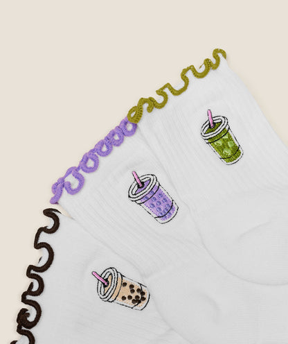 Women's Gymshark Hydration Graphic Midi Frill Socks 3Pk White