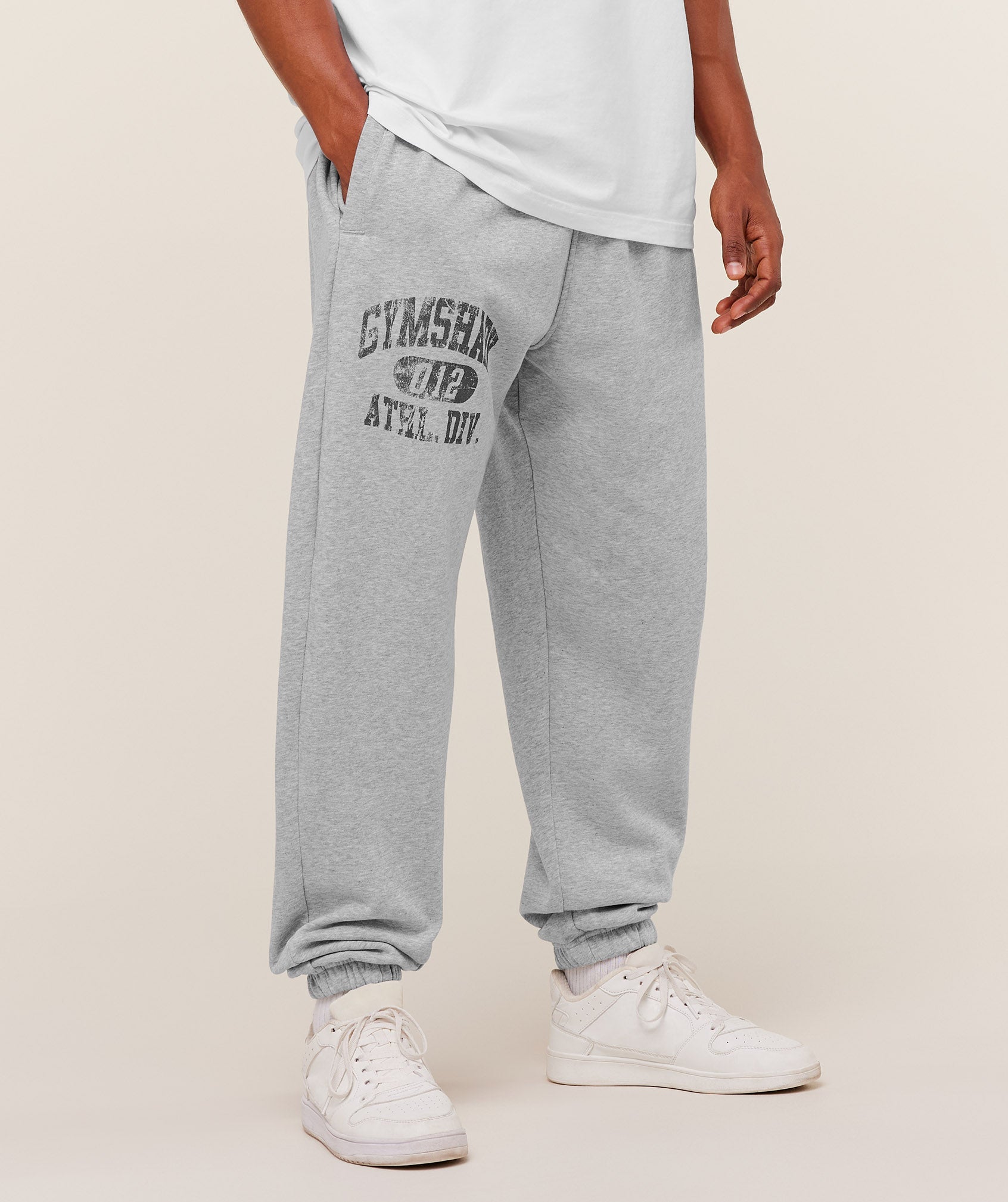 Gymshark Athletic Division Graphic Joggers Light Grey Core Marl
