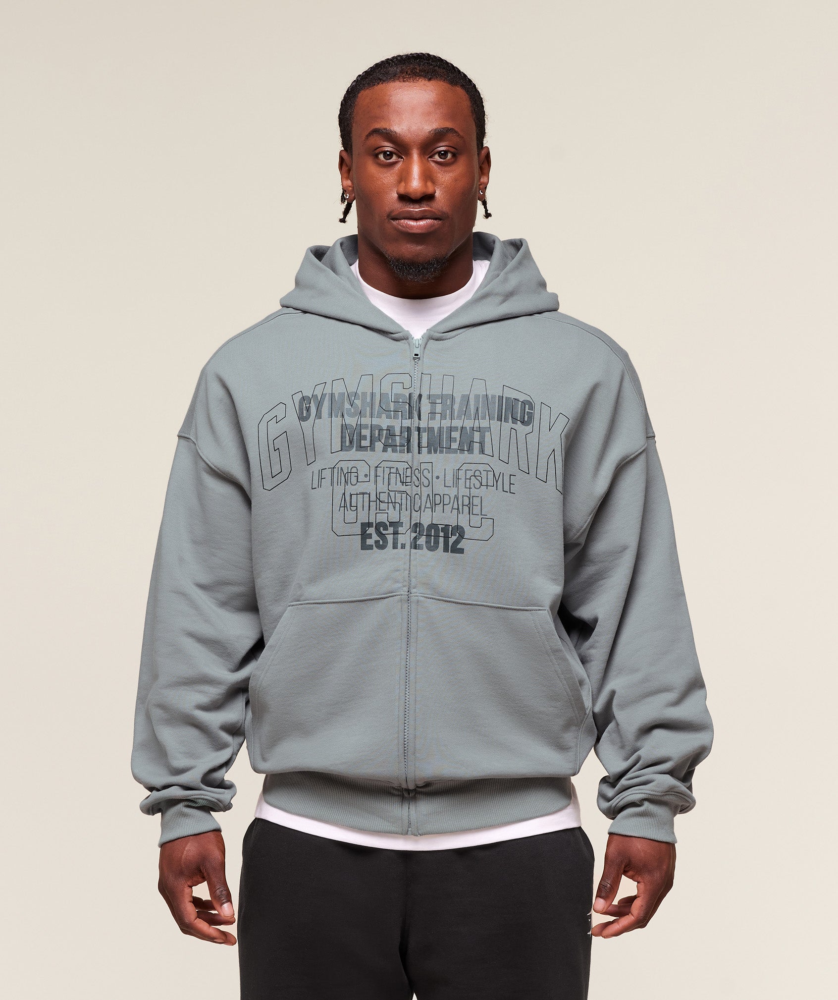 Gymshark Authentic Apparel Zip Up Hoodie Smokey Grey