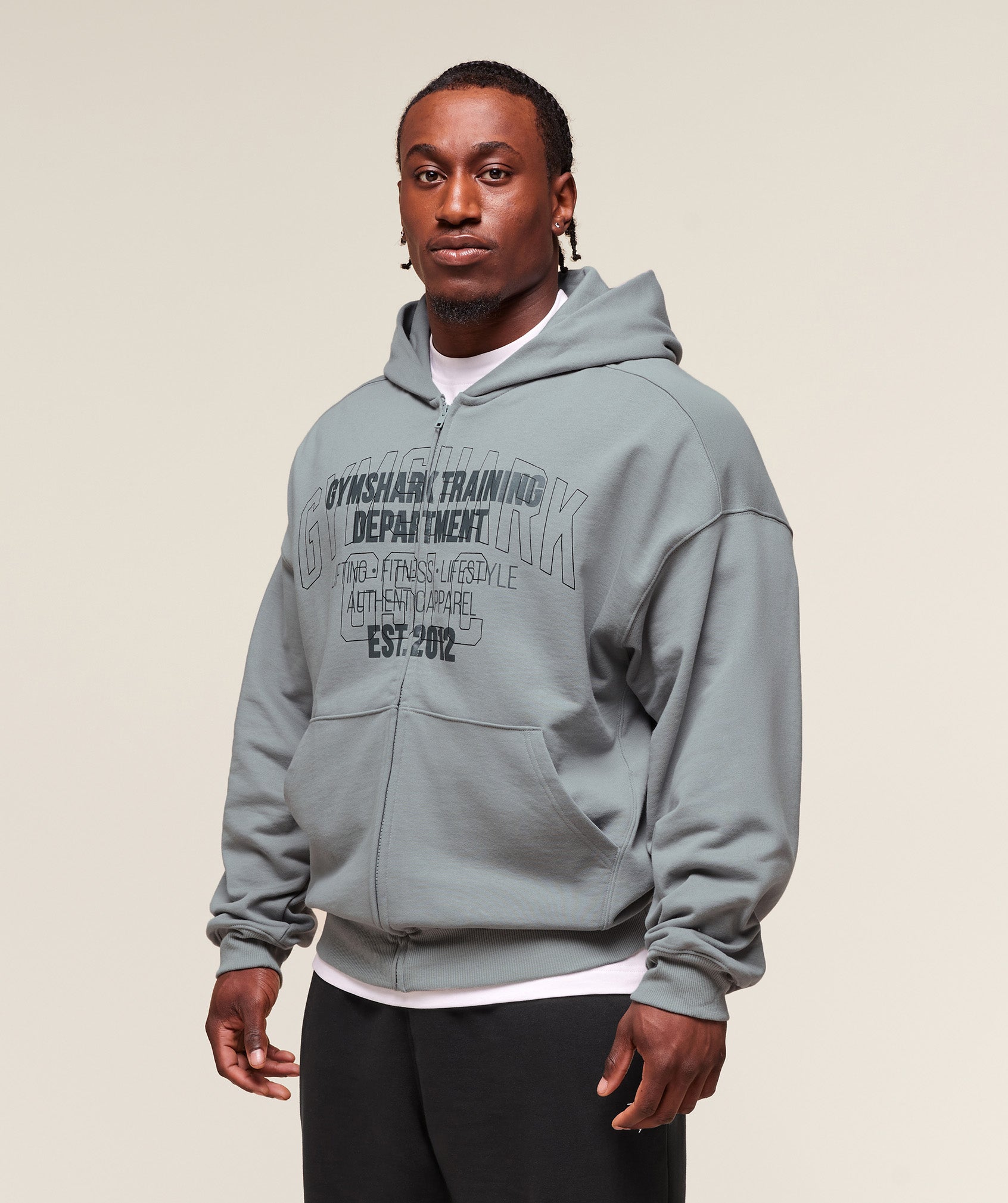 Gymshark Authentic Apparel Zip Up Hoodie Smokey Grey