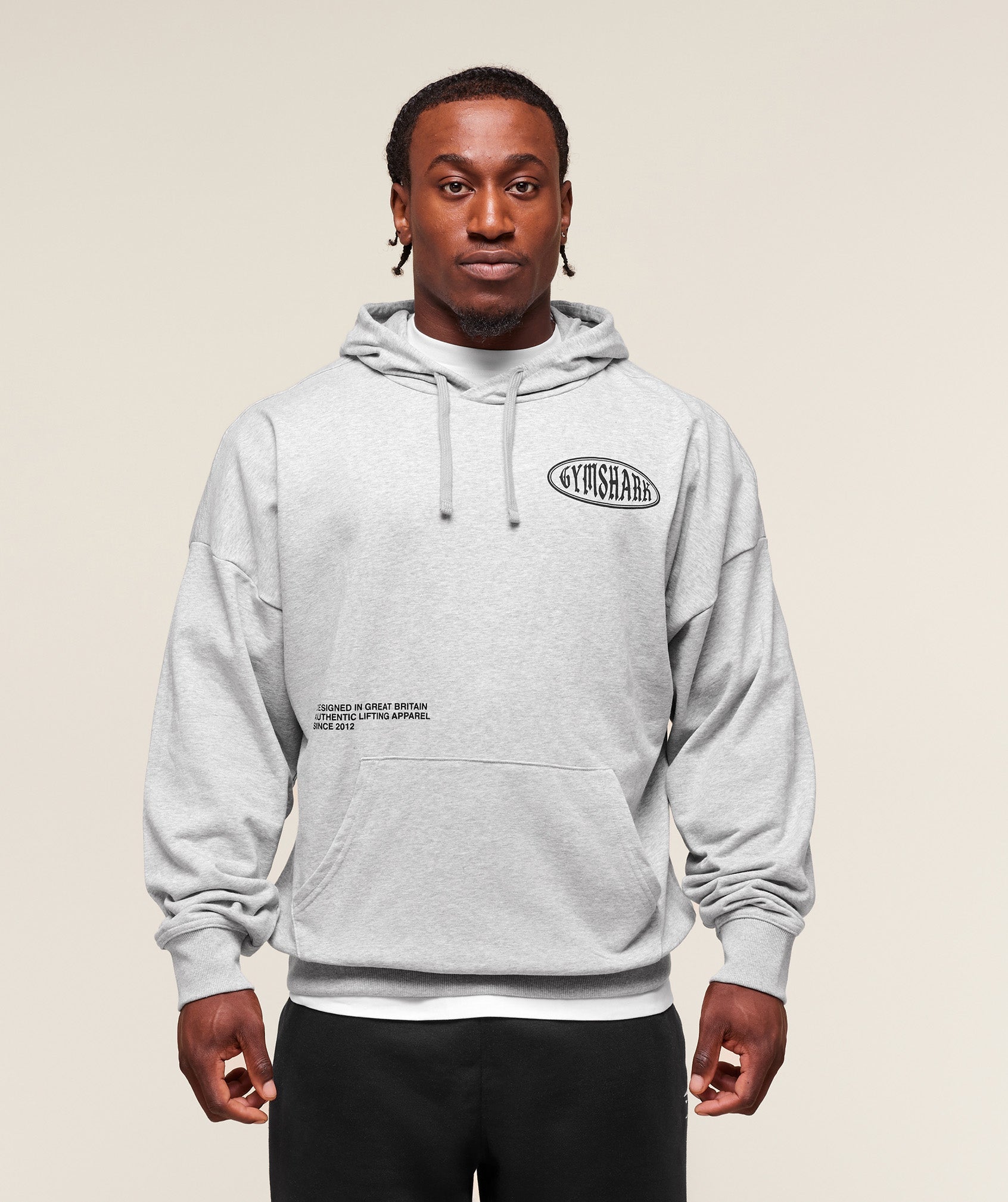 Gymshark Authentic Lifting Apparel Hoodie Light Grey Core Marl