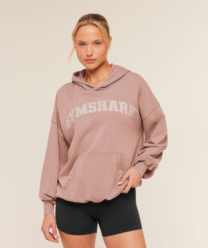 Women's Gymshark Chainstitch Graphic Hoodie Chestnut Pink