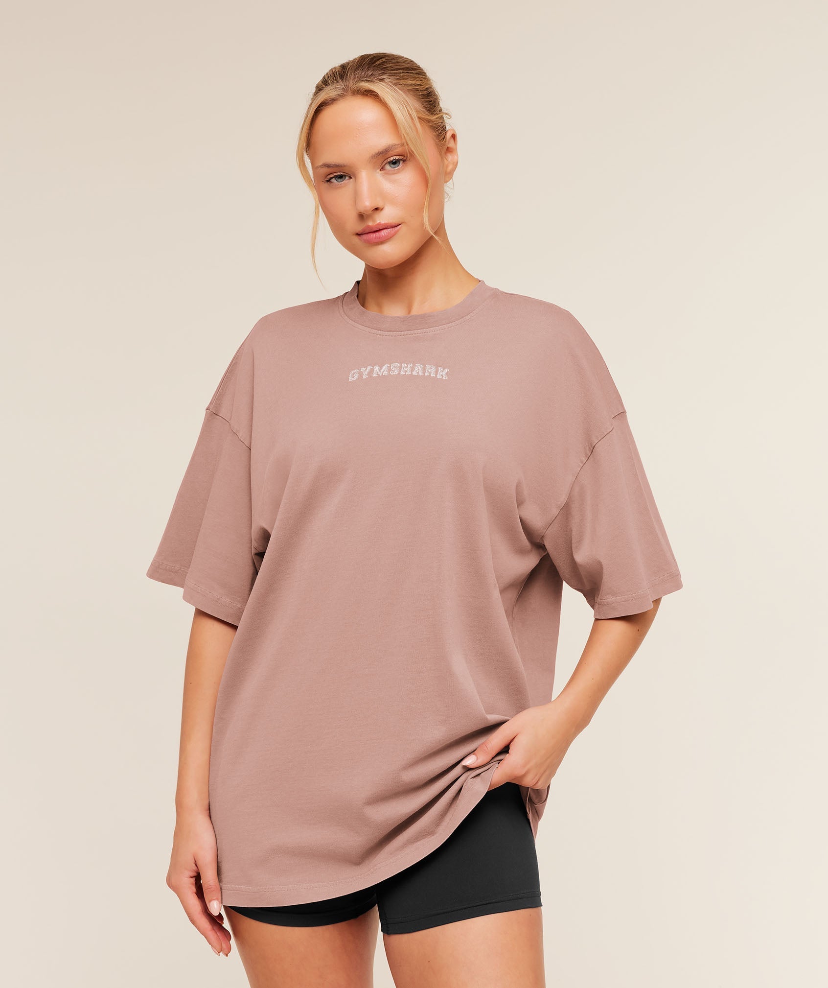 Women's Gymshark Chainstitch Graphic Short Sleeve T-Shirt Chestnut Pink