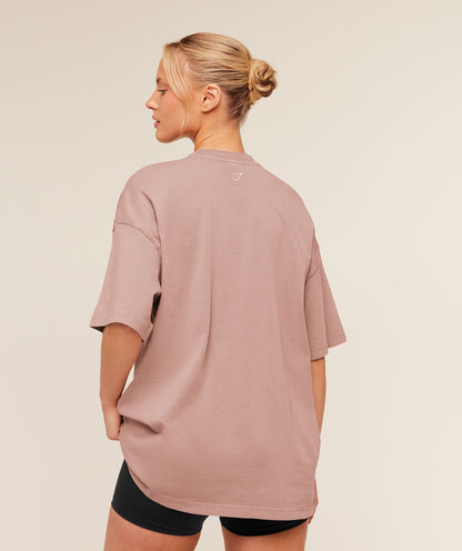 Women's Gymshark Chainstitch Graphic Short Sleeve T-Shirt Chestnut Pink