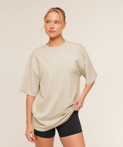 Women's Gymshark Chainstitch Graphic Short Sleeve T-Shirt Pebble Grey
