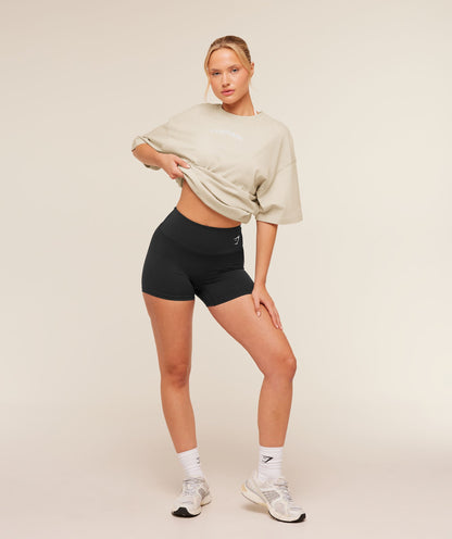 Women's Gymshark Chainstitch Graphic Short Sleeve T-Shirt Pebble Grey