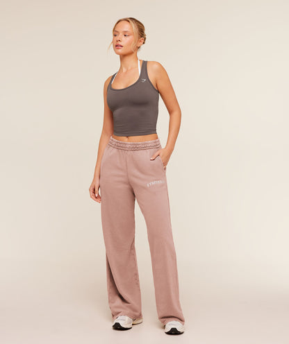 Women's Gymshark Chainstitch Graphic Wide Leg Joggers Chestnut Pink