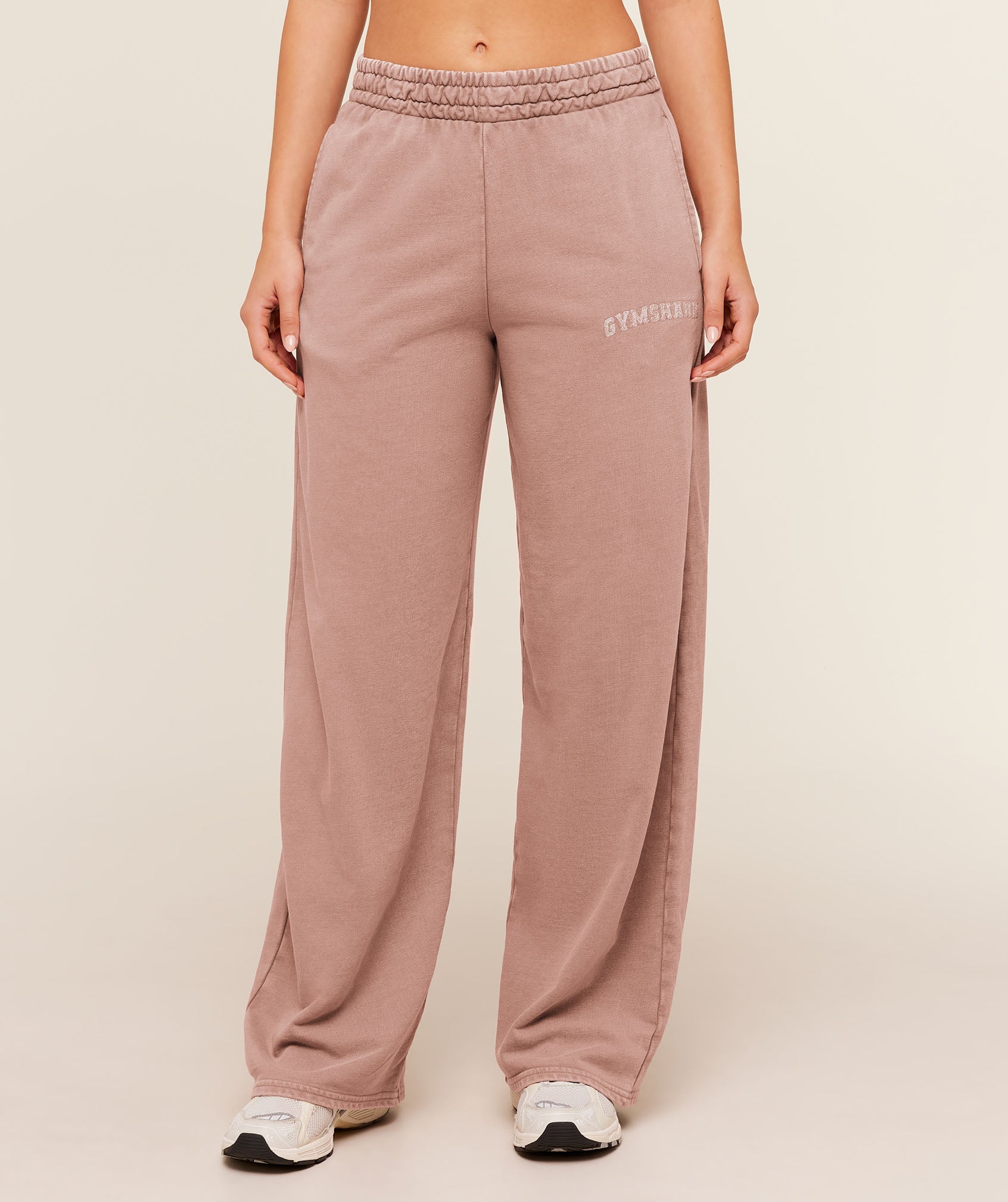 Women's Gymshark Chainstitch Graphic Wide Leg Joggers Chestnut Pink