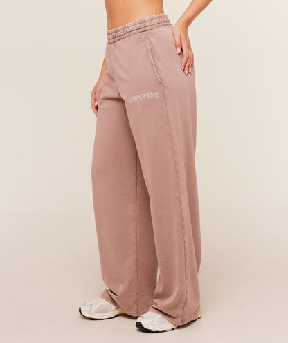 Women's Gymshark Chainstitch Graphic Wide Leg Joggers Chestnut Pink