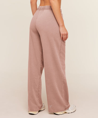 Women's Gymshark Chainstitch Graphic Wide Leg Joggers Chestnut Pink