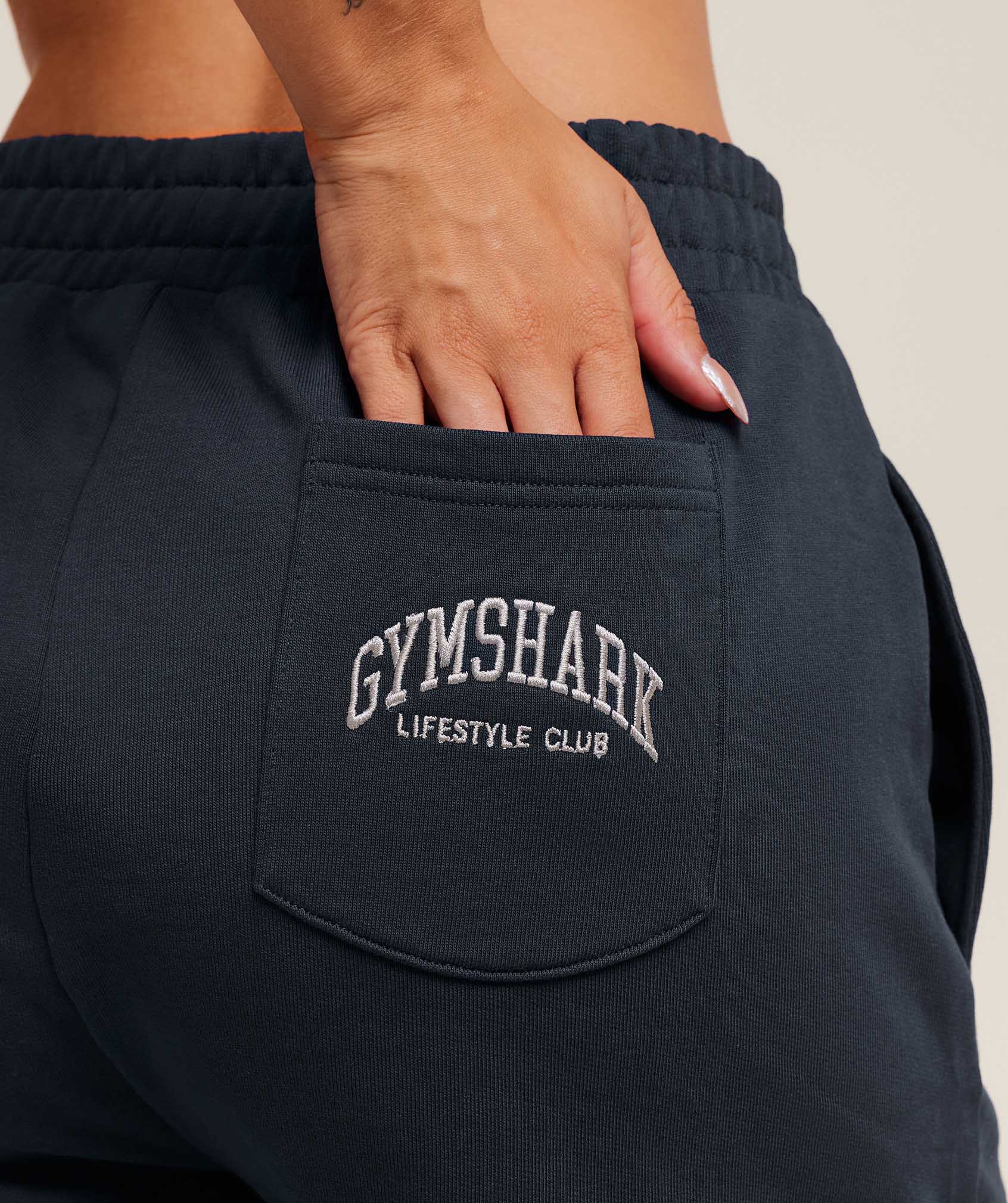 Women's Gymshark Collegiate Graphic Short Heavy Blue
