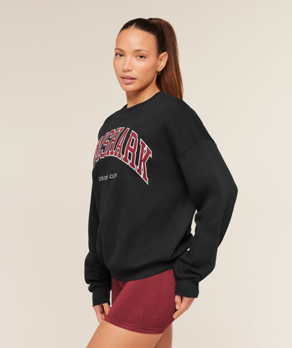 Women's Gymshark Collegiate Graphic Crew Neck Pullover Black